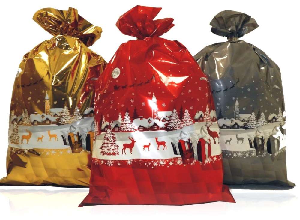 Woreczki foliowe celofanowe świąteczne MIX na prezenty 32x54 cm 5 szt.