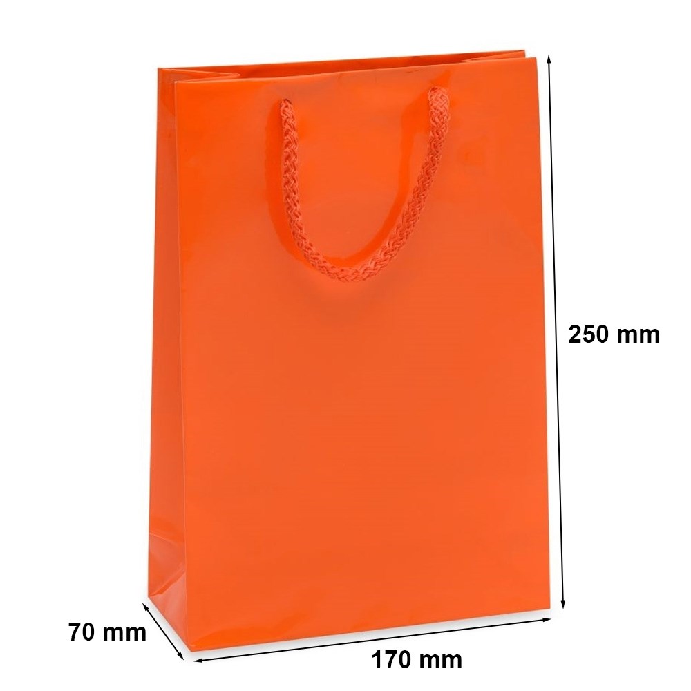 Torby prezentowe laminowane 170x70x250 pomarańczowe z uchwytem