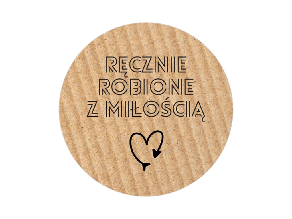 Naklejki okrągłe kraft Ręcznie Robione z Miłością 25 mm 200 szt.