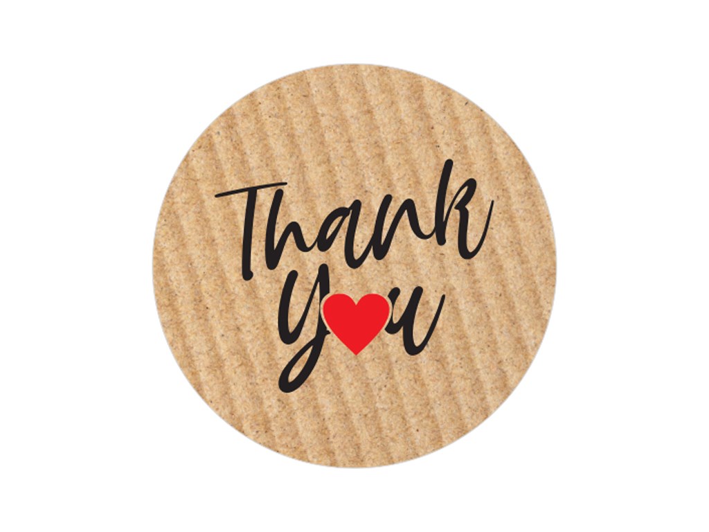 Naklejki etykiety okrągłe Kraft 25 mm Thank You 4 na rolce 200 szt