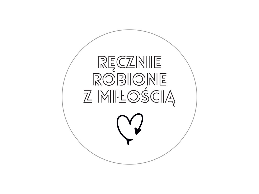 Naklejki okrągłe białe Ręcznie Robione z Miłością 30 mm 200 szt