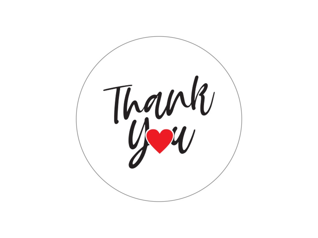Naklejki okrągłe Thank You 9 białe 30 mm samoprzylepne 200 szt.