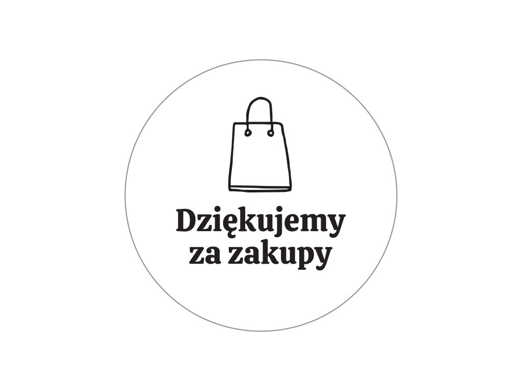 Białe naklejki okrągłe Dziękujemy za zakupy 35 mm rolka 200 szt