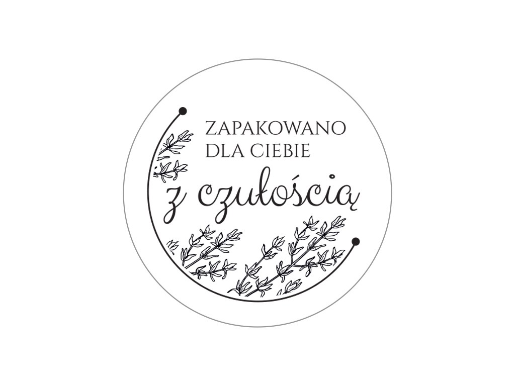 Naklejki białe 35 mm Zapakowano dla Ciebie z czułością 200 szt