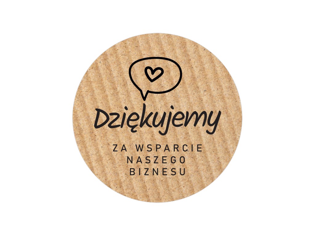 Naklejki okrągłe Kraft Dziękujemy za wsparcie 35 mm 200 szt na rolce