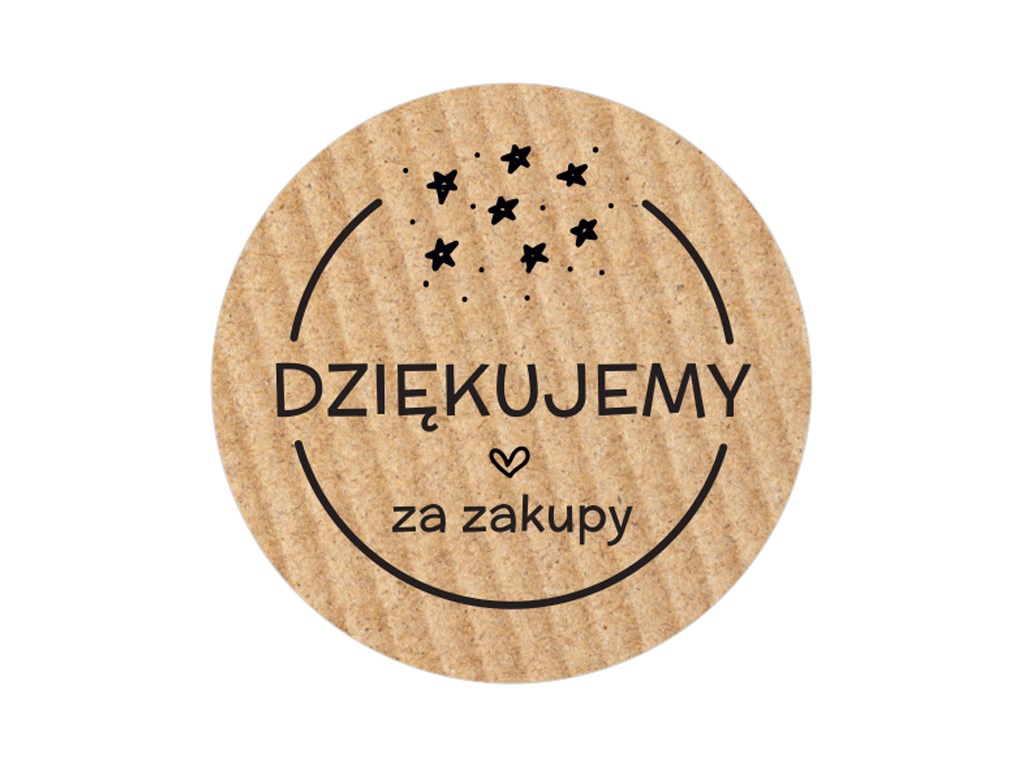 Naklejki okrągłe kraft Dziękujemy za zakupy 35 mm, 200 szt.