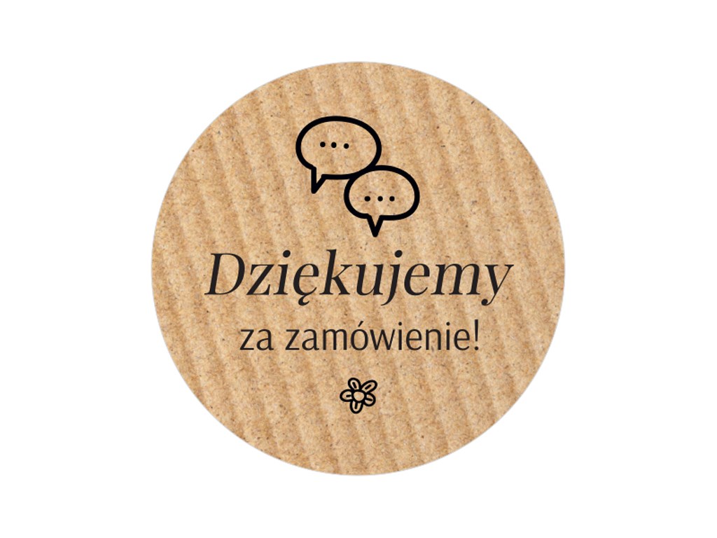 Naklejki okrągłe kraft Dziękujemy za zamówienie 35 mm 200 szt na rolce