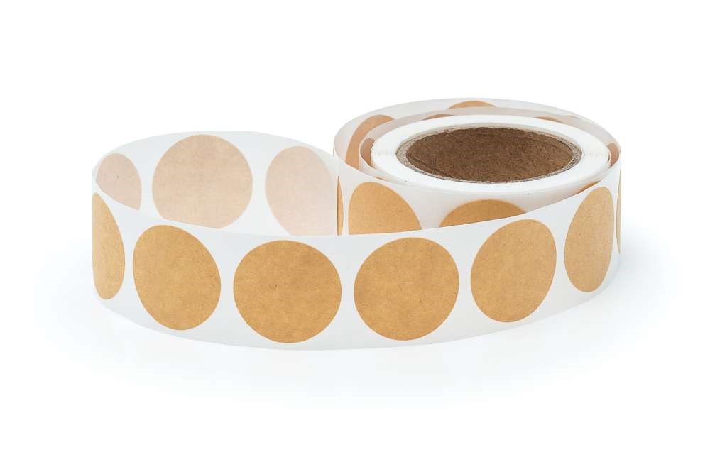 Naklejki okrągłe EKO papier kraft jasny fi 25 mm samoprzylepne 250 szt
