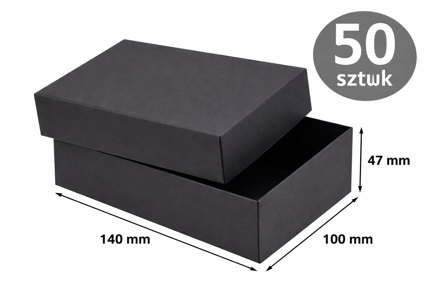 Pudełko prezentowe ozdobne tekturowe czarne A6 140x100x47 mm 50 szt.