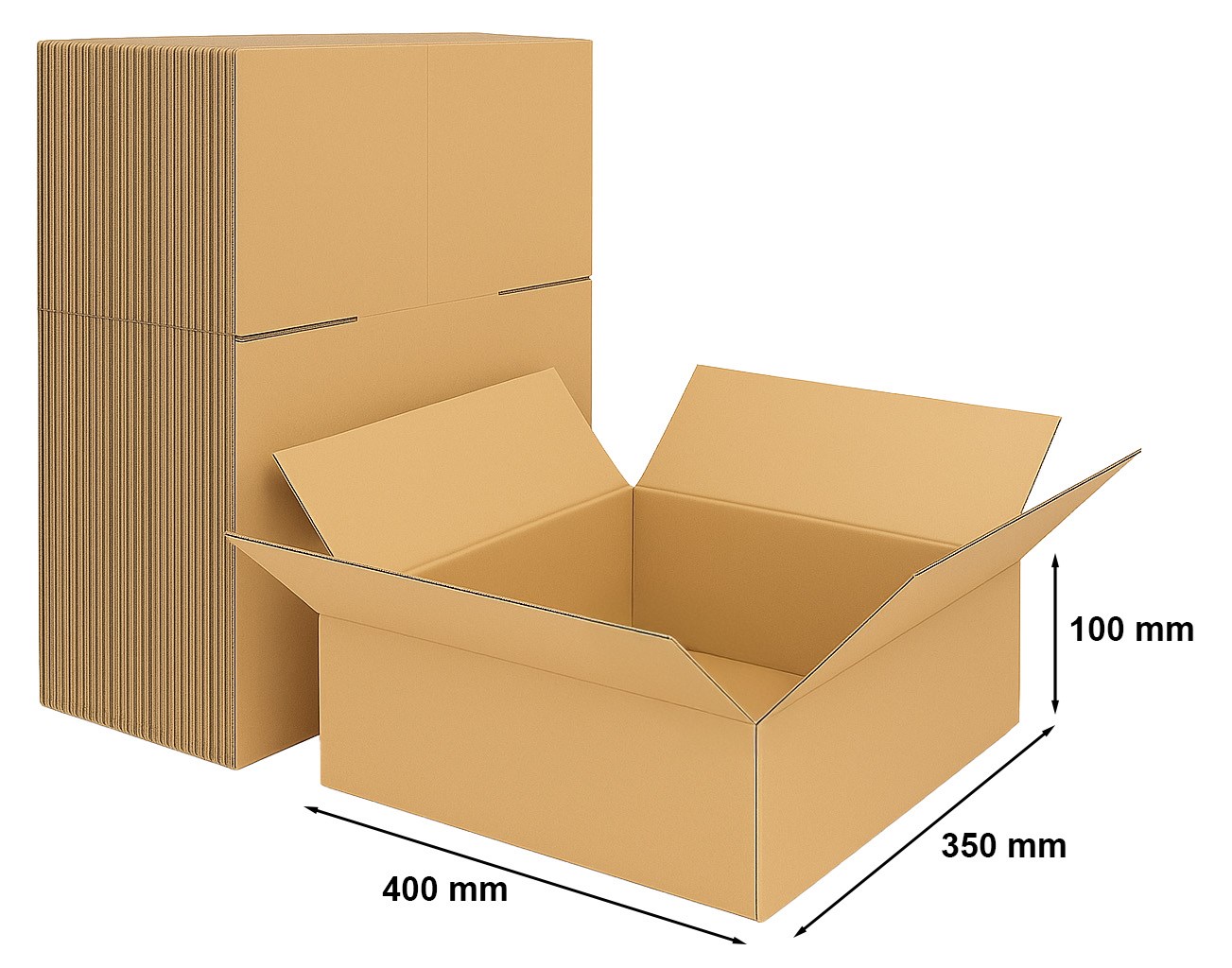 Pakiet 50 szt. kartonów klapowych 400x350x100 mm - brązowe