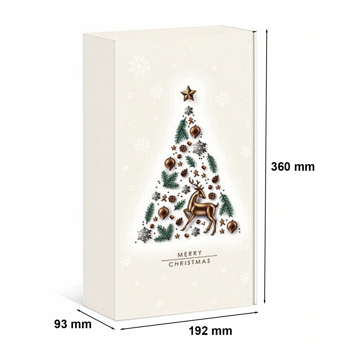 Karton świąteczny Białe Choinki, pudełko wykrojnikowe 360x192x93 mm