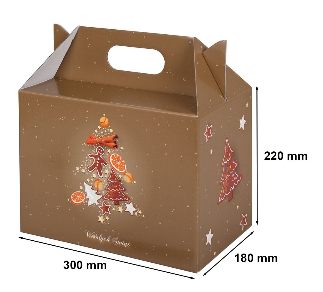 Pudełko świąteczne kartonowe na prezenty brązowe 300x180x220 mm