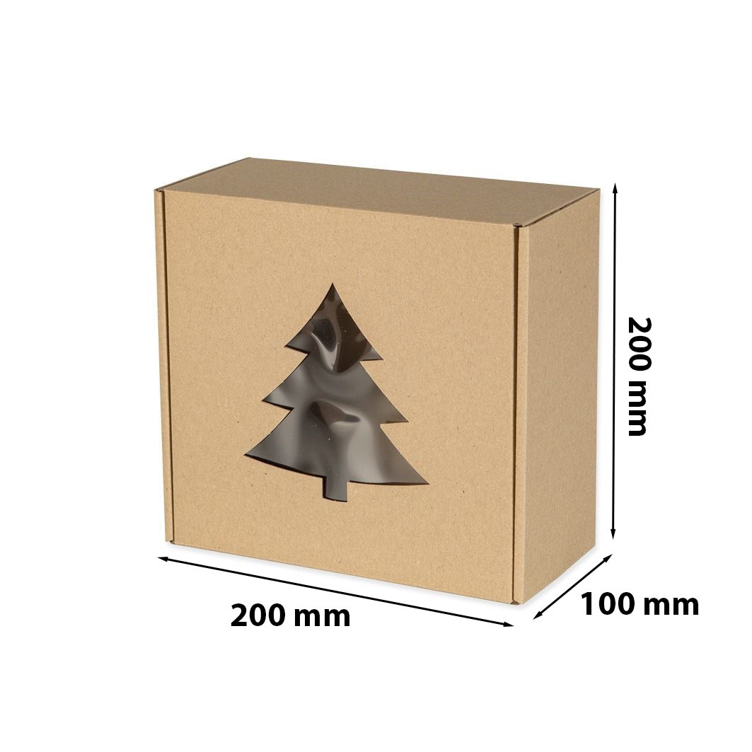 Pudełko z okienkiem w kształcie choinki 200x200x100 mm F427 EKO