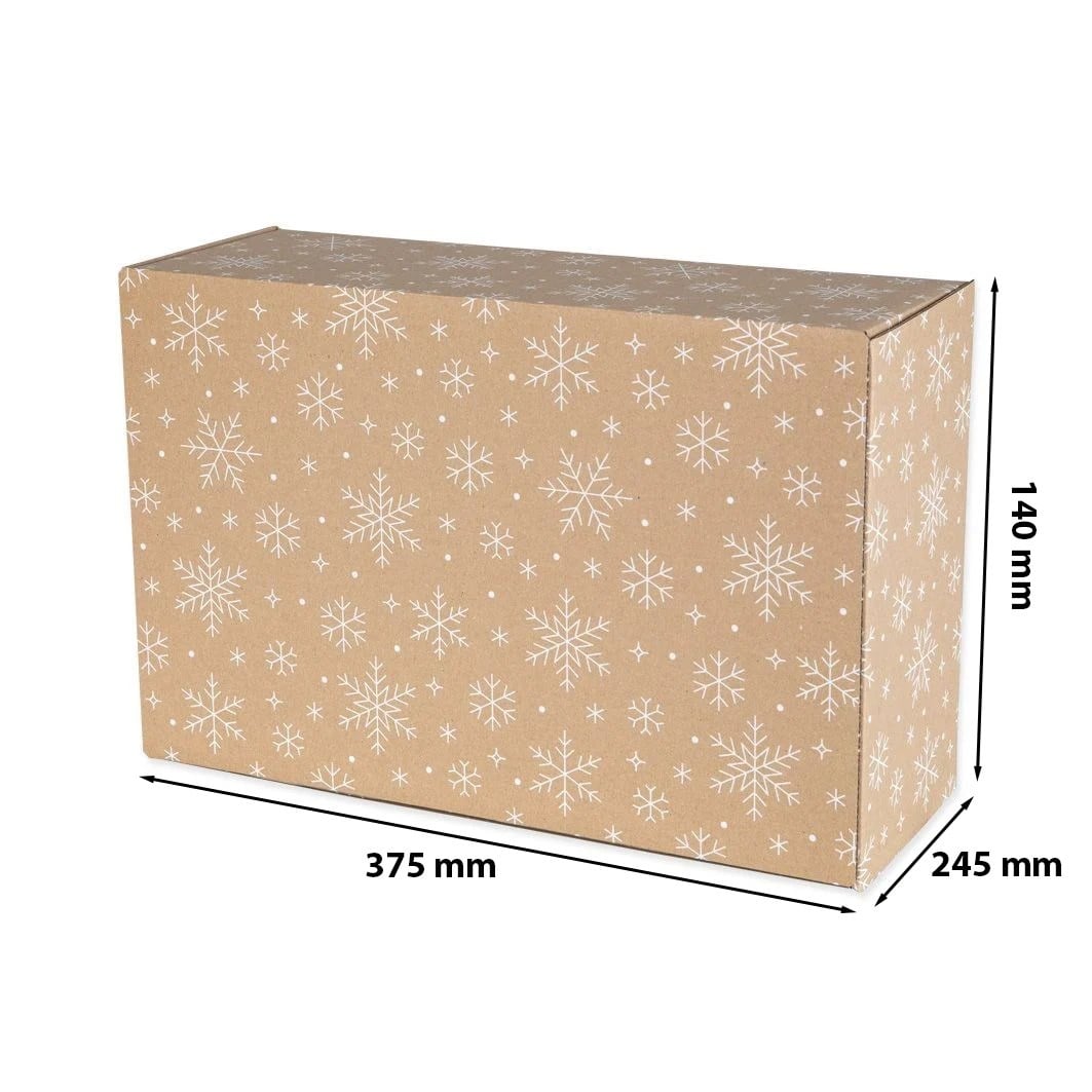 Pudełko świąteczne karton fasonowy F421 375x245x140 mm brąz śnieżki