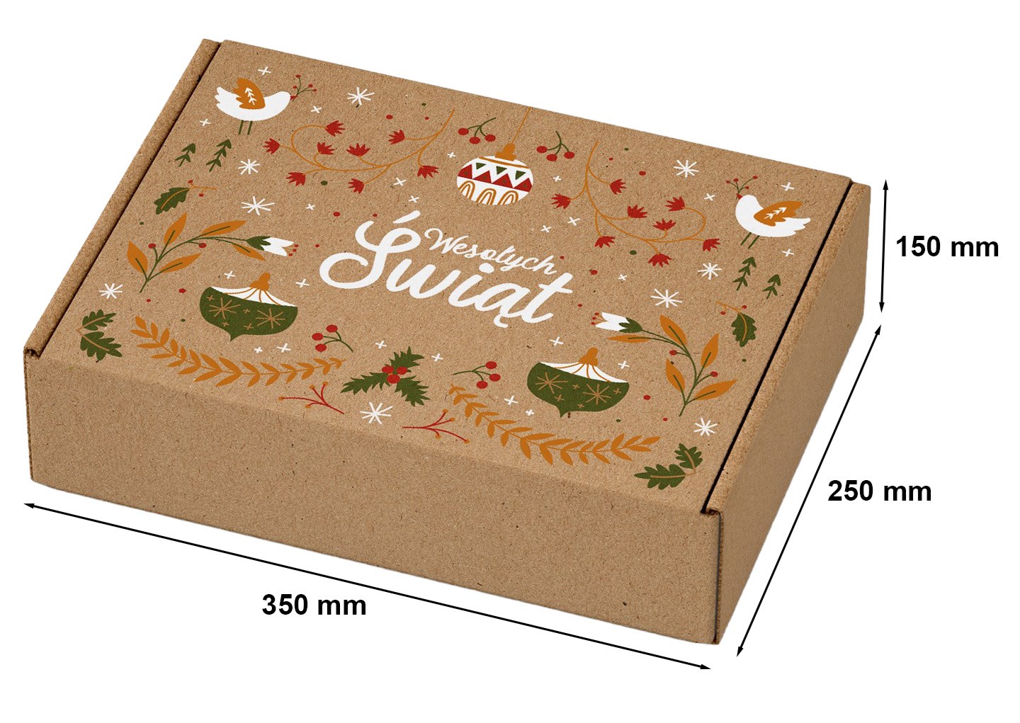 Karton świąteczny pudełko prezentowe 350x250x150mm Wesołych Świąt