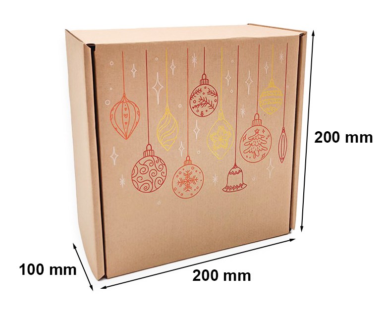 Karton świąteczny pudełko na prezent 200x200x100mm Złote Bombki F427
