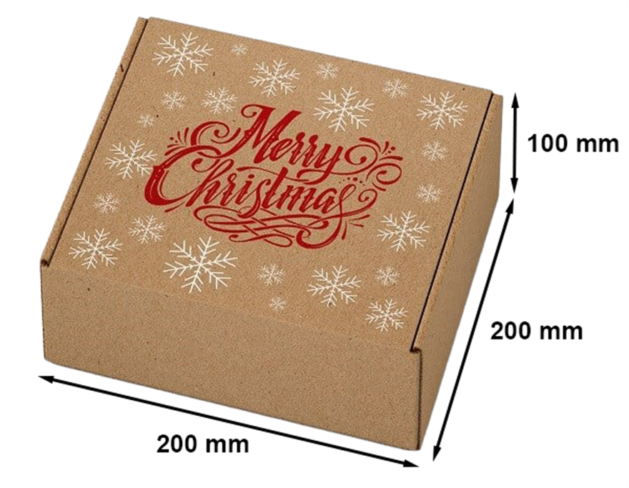 Karton świąteczny pudełko fasonowe 200x200x100mm MC Śnieżynki F427
