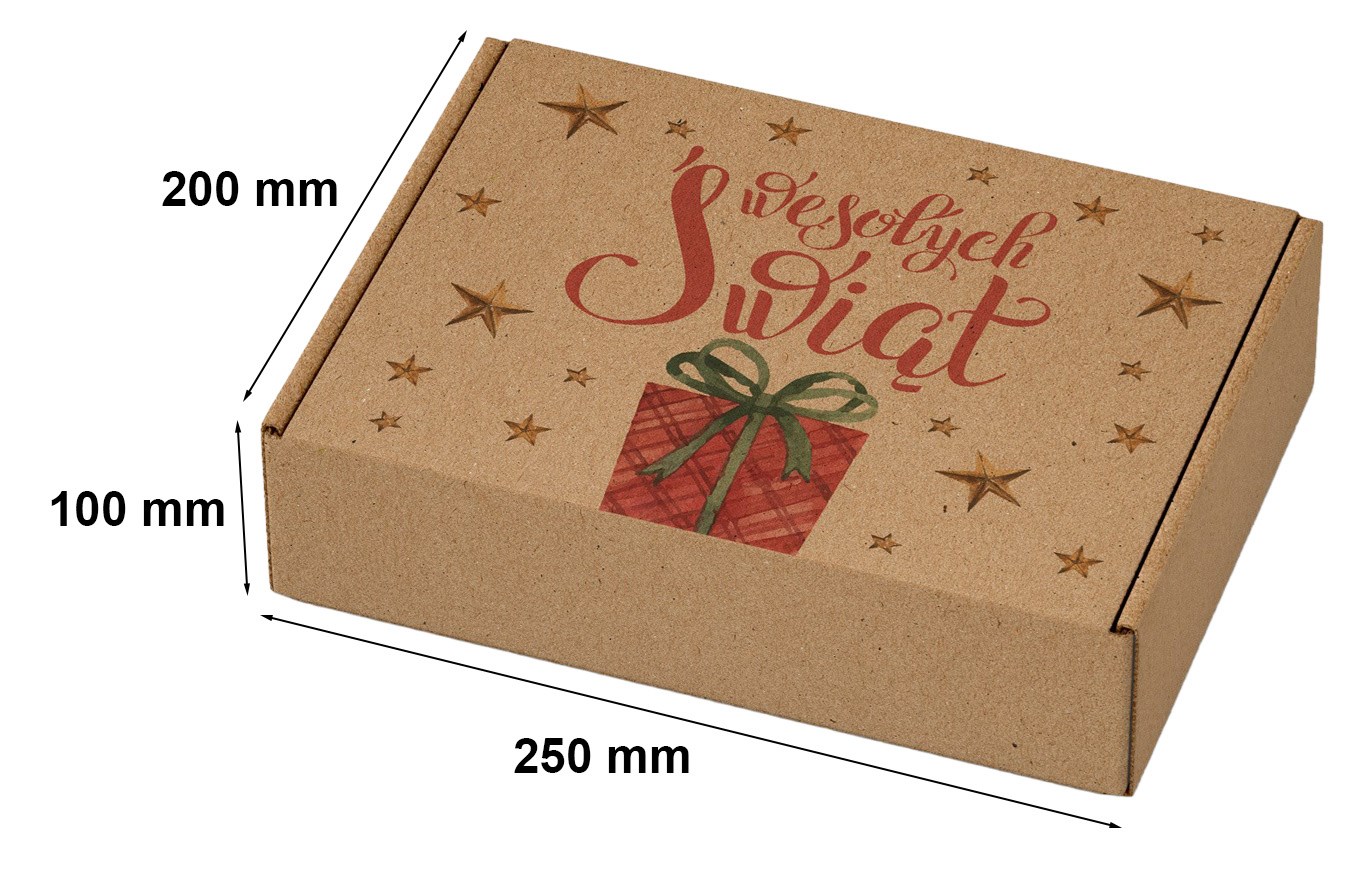 Karton świąteczny pudełko z nadrukiem 250x200x100 mm czerwony prezent
