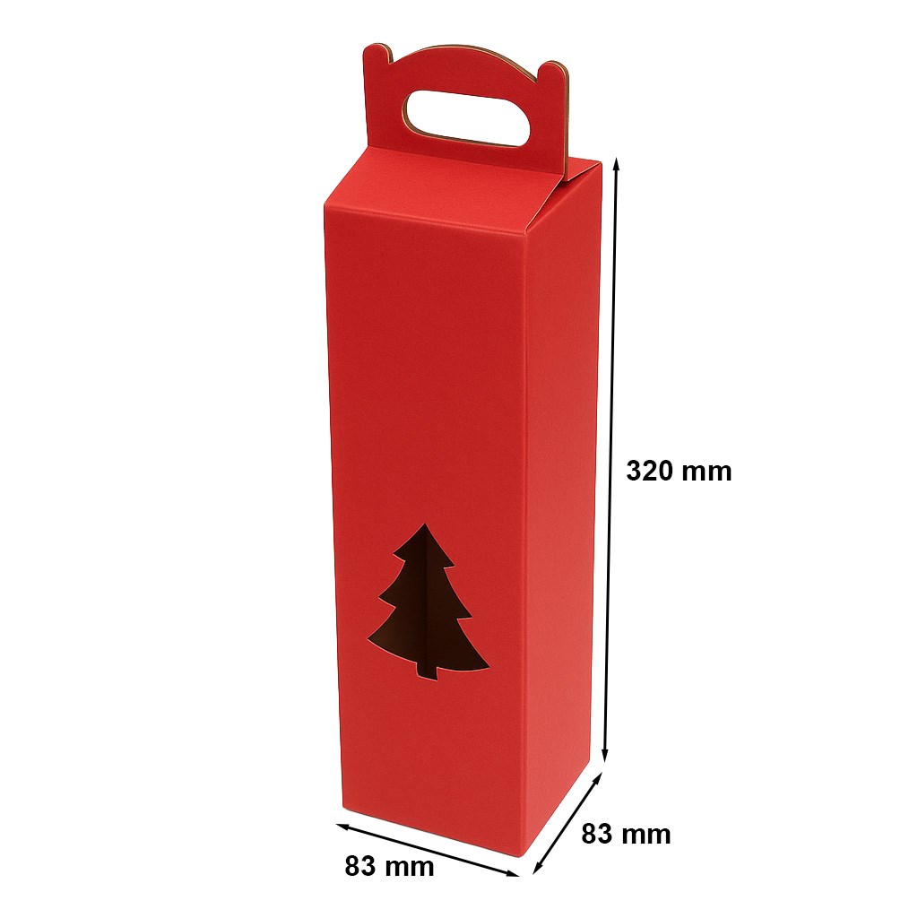 Pudełko fasonowe na wino czerwone świąteczne 83x83x320 mm F217