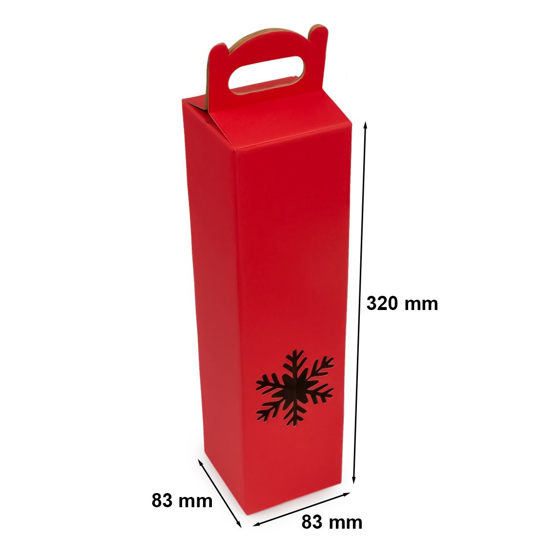 Pudełko na wino czerwone śnieżka karton fasonowy 83x83x320mm F217