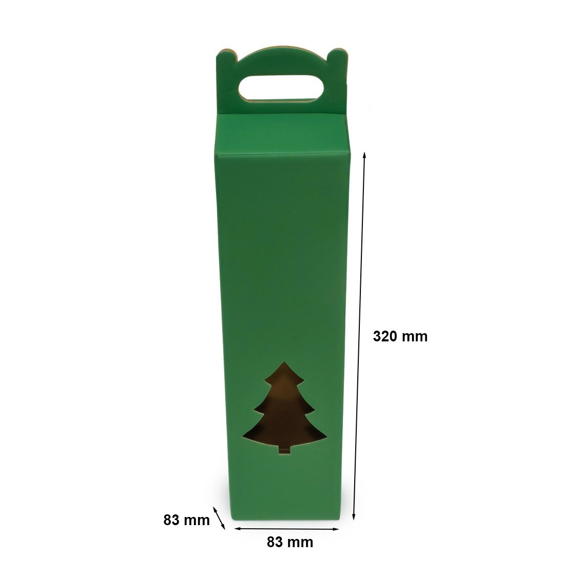 Pudełko na wino choinka zielone 83x83x320mm fasonowe świąteczne