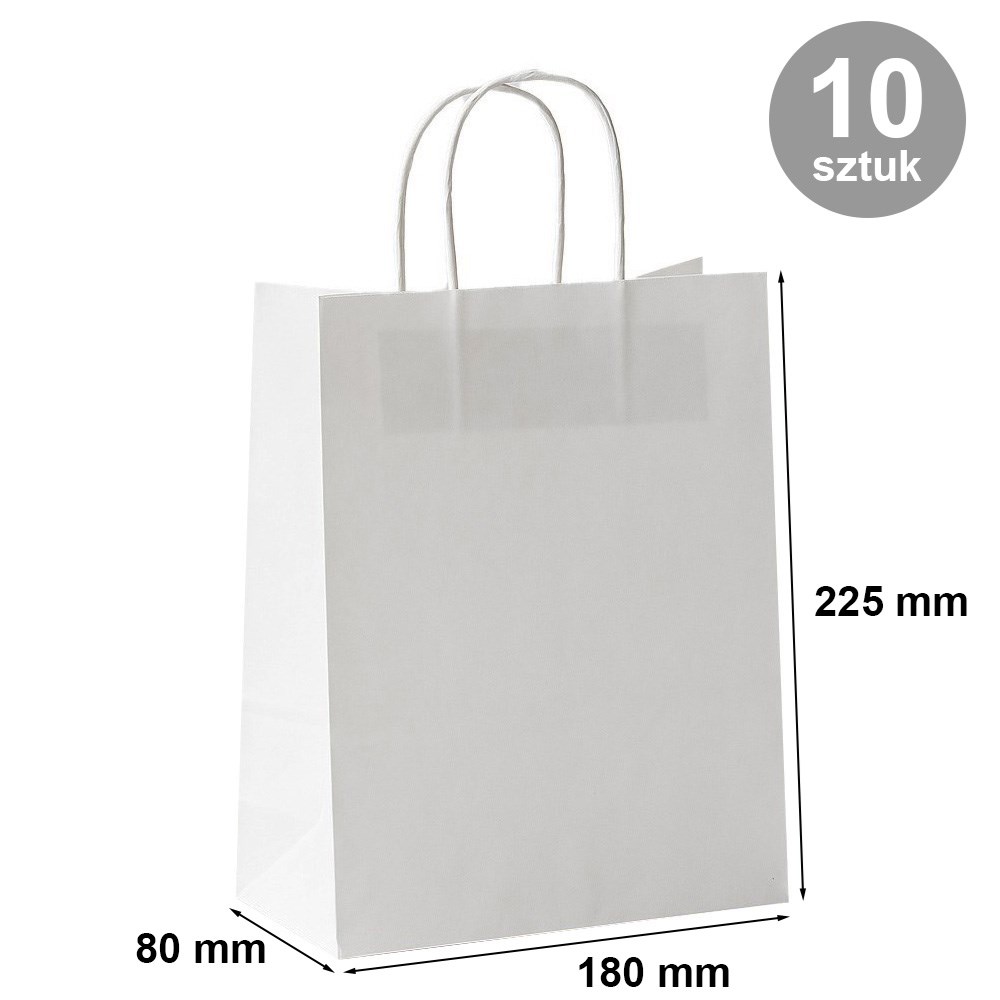 Torba prezentowa papierowa biała 180x80x225 mm, pakiet 10 szt.