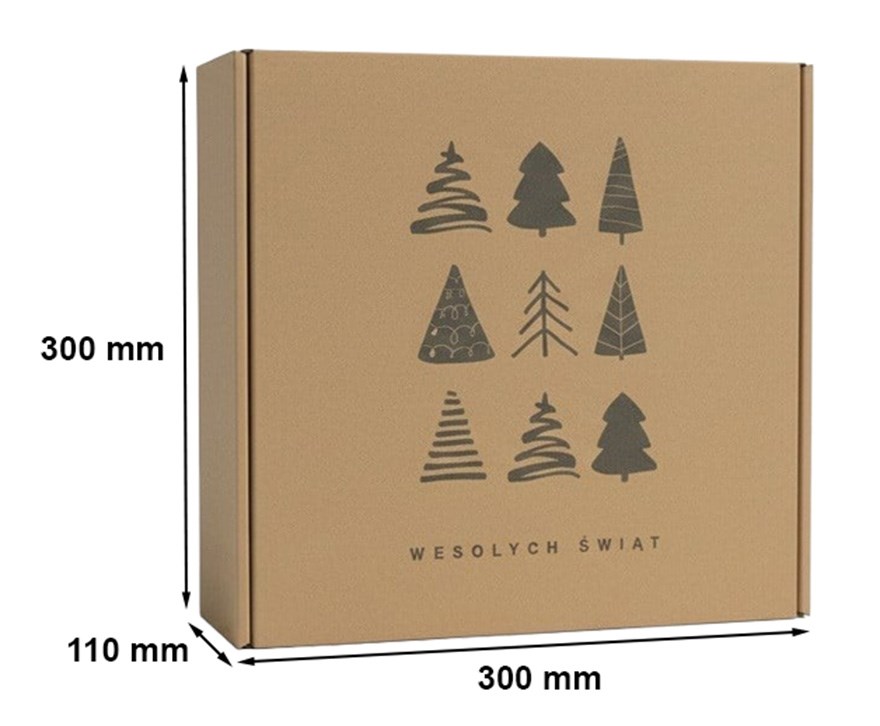 Karton Wykrojnikowy Świąteczny Motyw Choinek 300x300x110mm Na Prezent