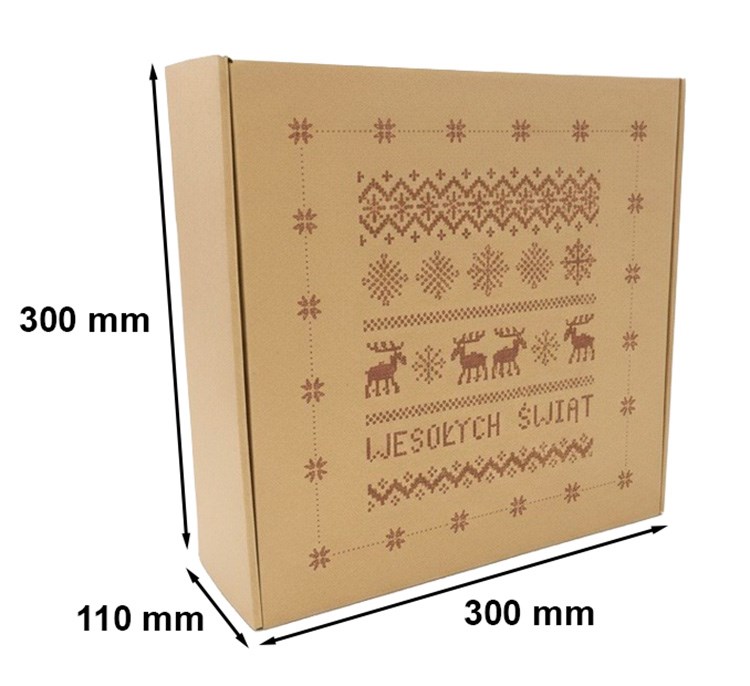 Karton fasonowy świąteczny Renifery 300x300x110mm Pudełko Prezentowe