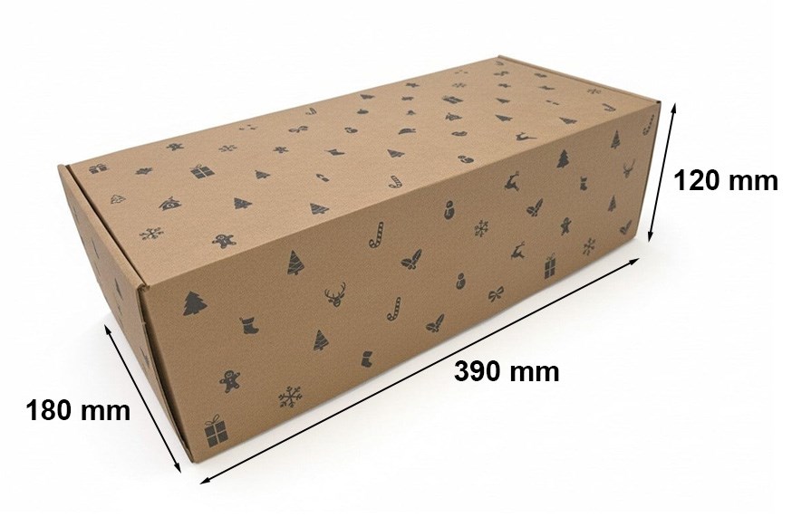 Karton Wykrojnikowy Świąteczny Ikonki 390x180x120mm Pudełko Prezentowe