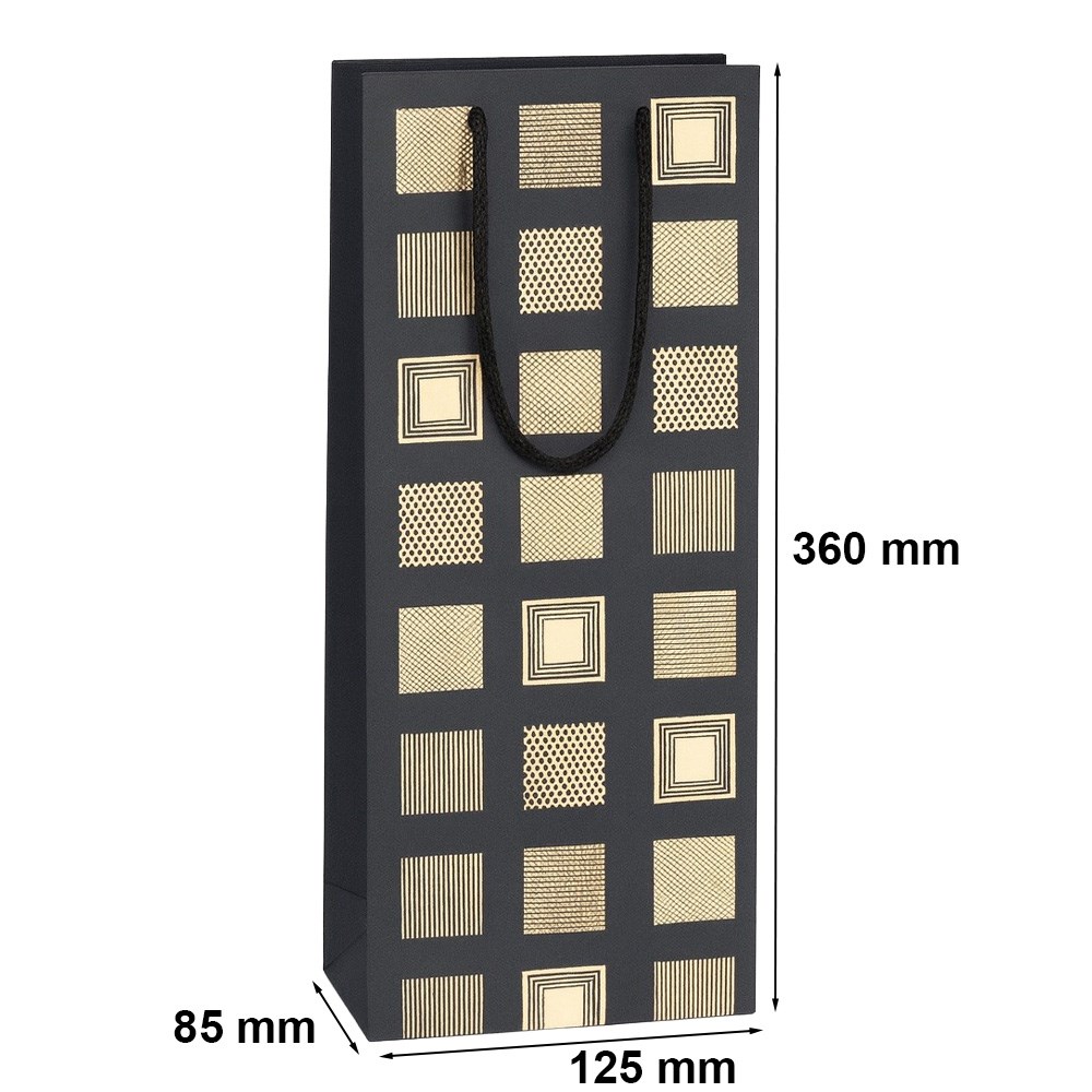 Torebka na wino czarna 125x85x360 mm elegancka torba prezentowa