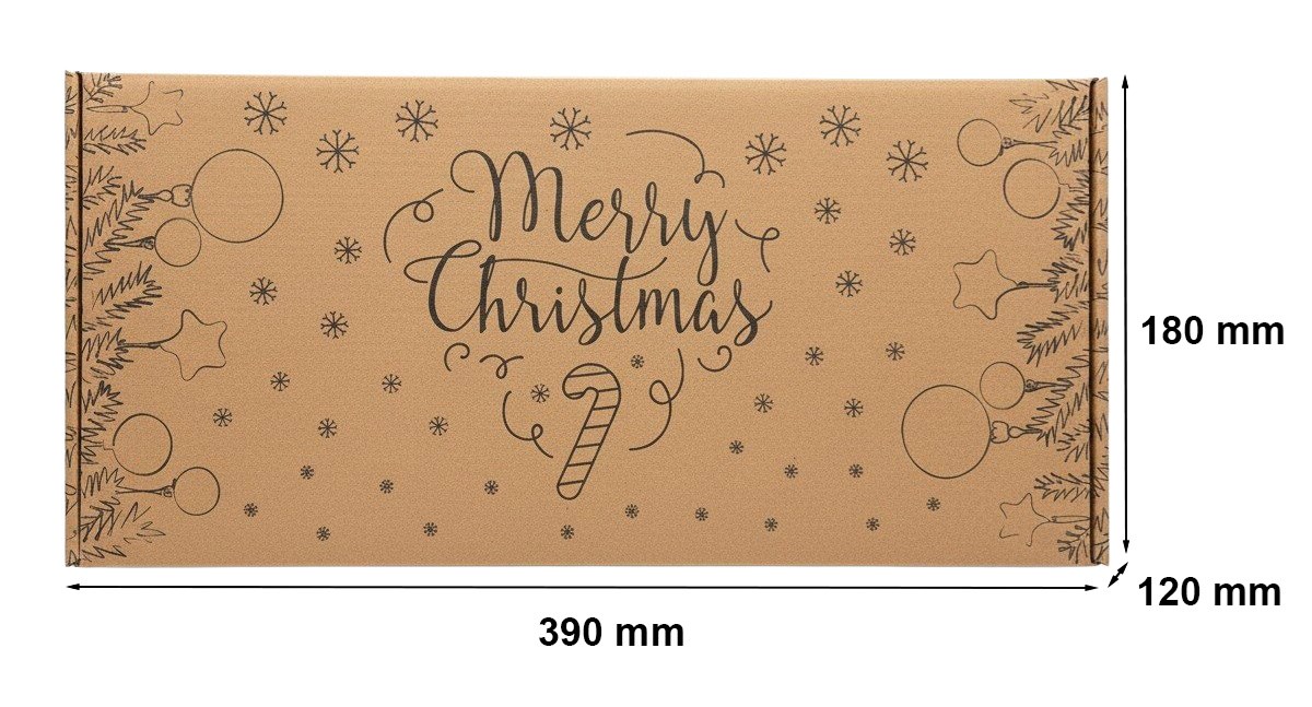 Karton Wykrojnikowy Świąteczny MERRY CHRISTMAS 390x180x120 Na Prezent