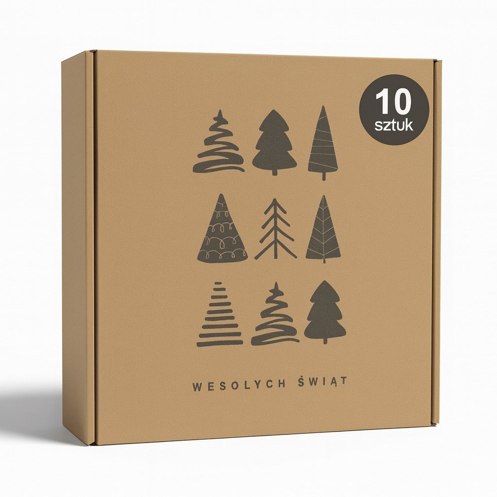 Karton Wykrojnikowy Świąteczny Motyw Choinek 300x300x110mm 10 sztuk