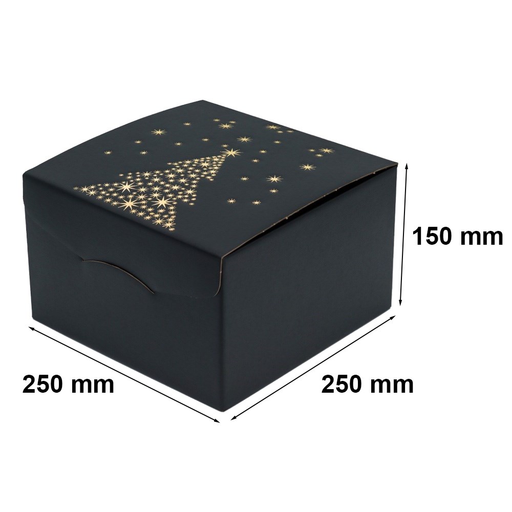 Pudełko prezentowe składane świąteczne 250x250x150mm XL czarne K-8082