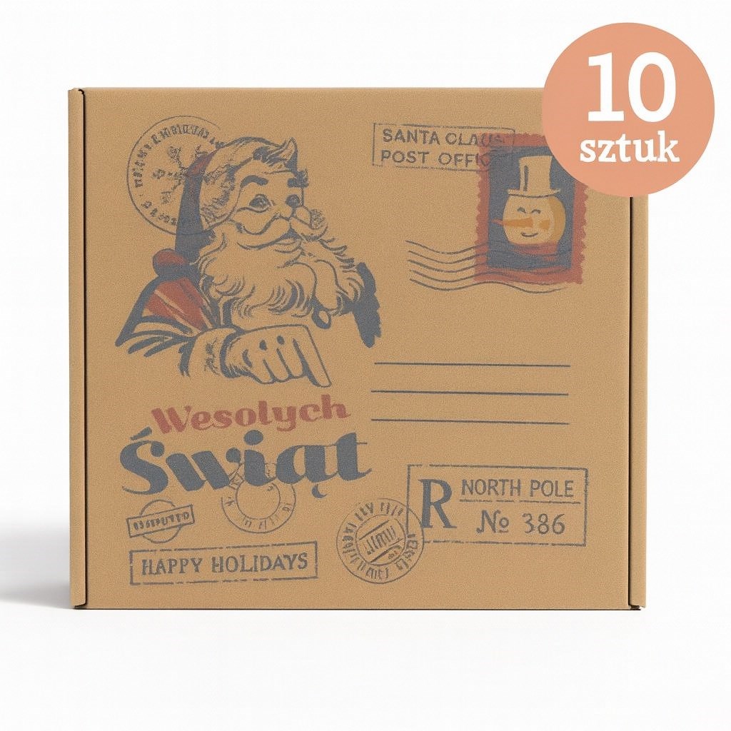 Pudełko Świąteczne na prezent LIST do Mikołaja 300x300x110mm 10 szt