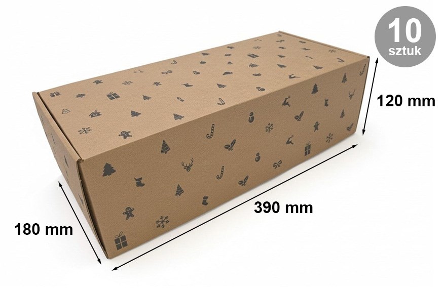 Karton Wykrojnikowy Świąteczny Ikonki 390x180x120mm Prezentowe 10 szt.