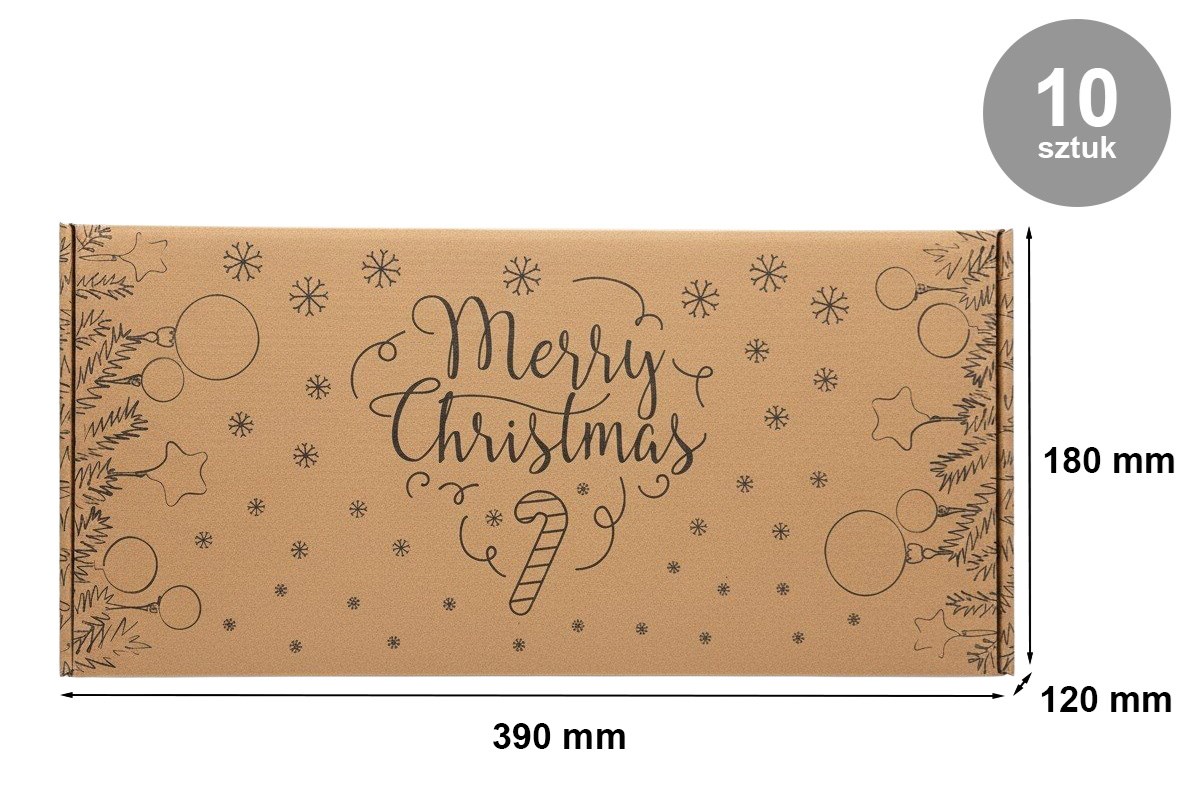 Karton Wykrojnikowy Świąteczny MERRY CHRISTMAS 390x180x120 - 10 sztuk