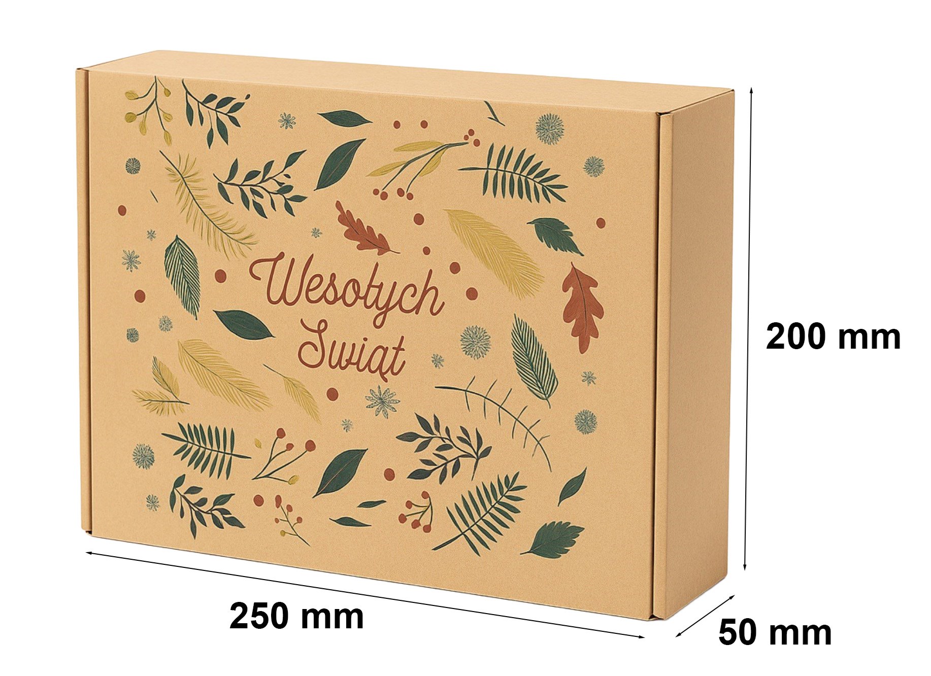 Karton Świąteczny 250x200x50mm Wesołych Świąt Pudełko Prezentowe