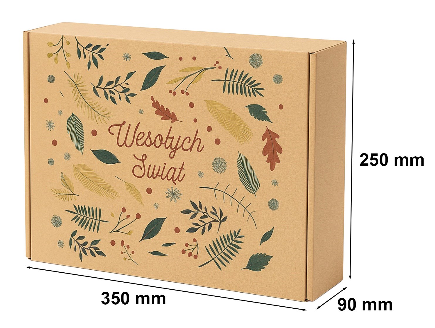Karton Świąteczny 350x250x90mm Wesołych Świąt Pudełko Prezentowe