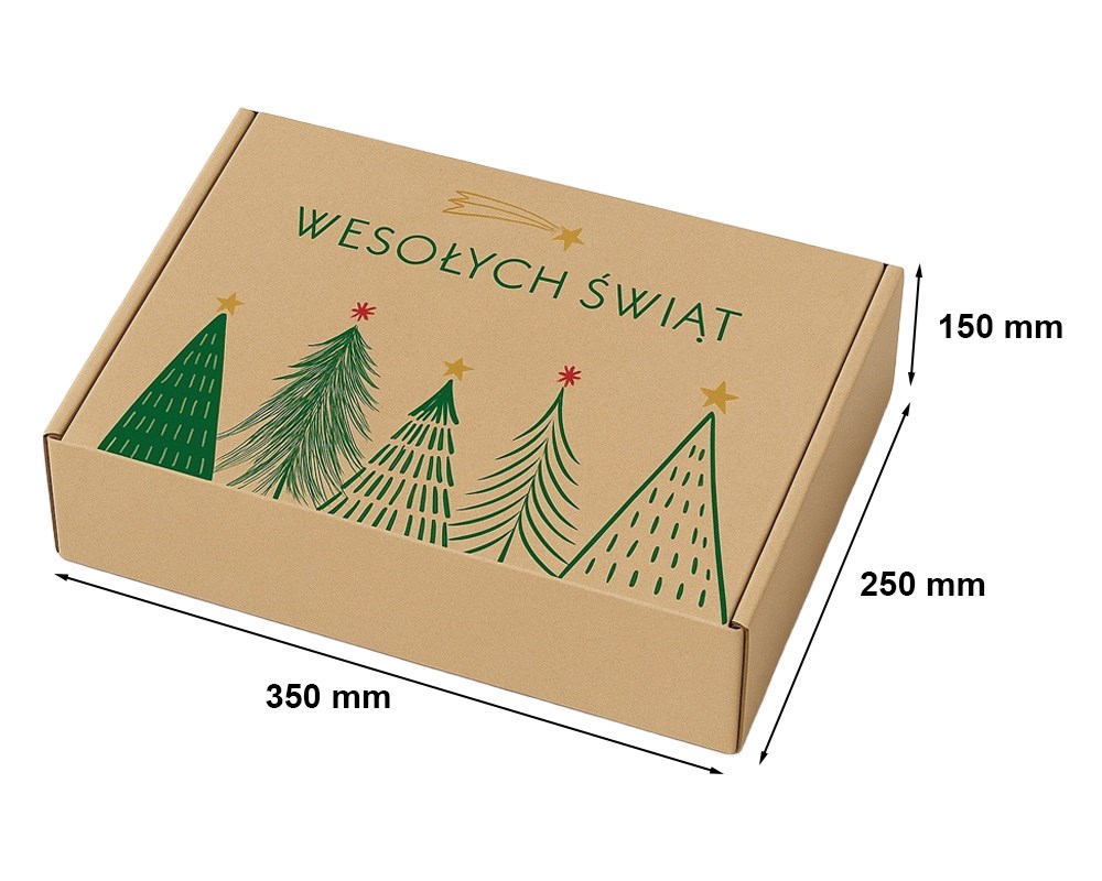 Karton Wykrojnikowy Świąteczny 350x250x150mm Wesołych Świąt Na Prezent