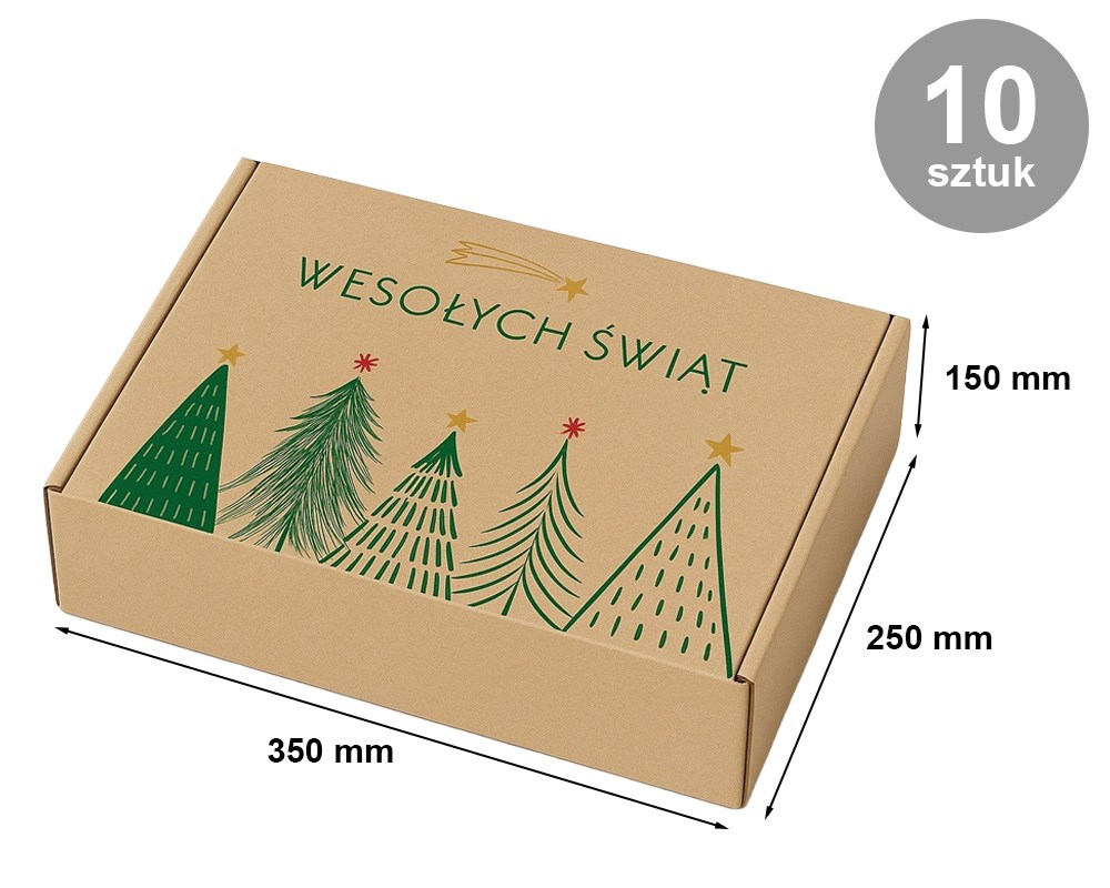 Karton Wykrojnikowy Świąteczny 350x250x150mm Na Prezent - 10 sztuk