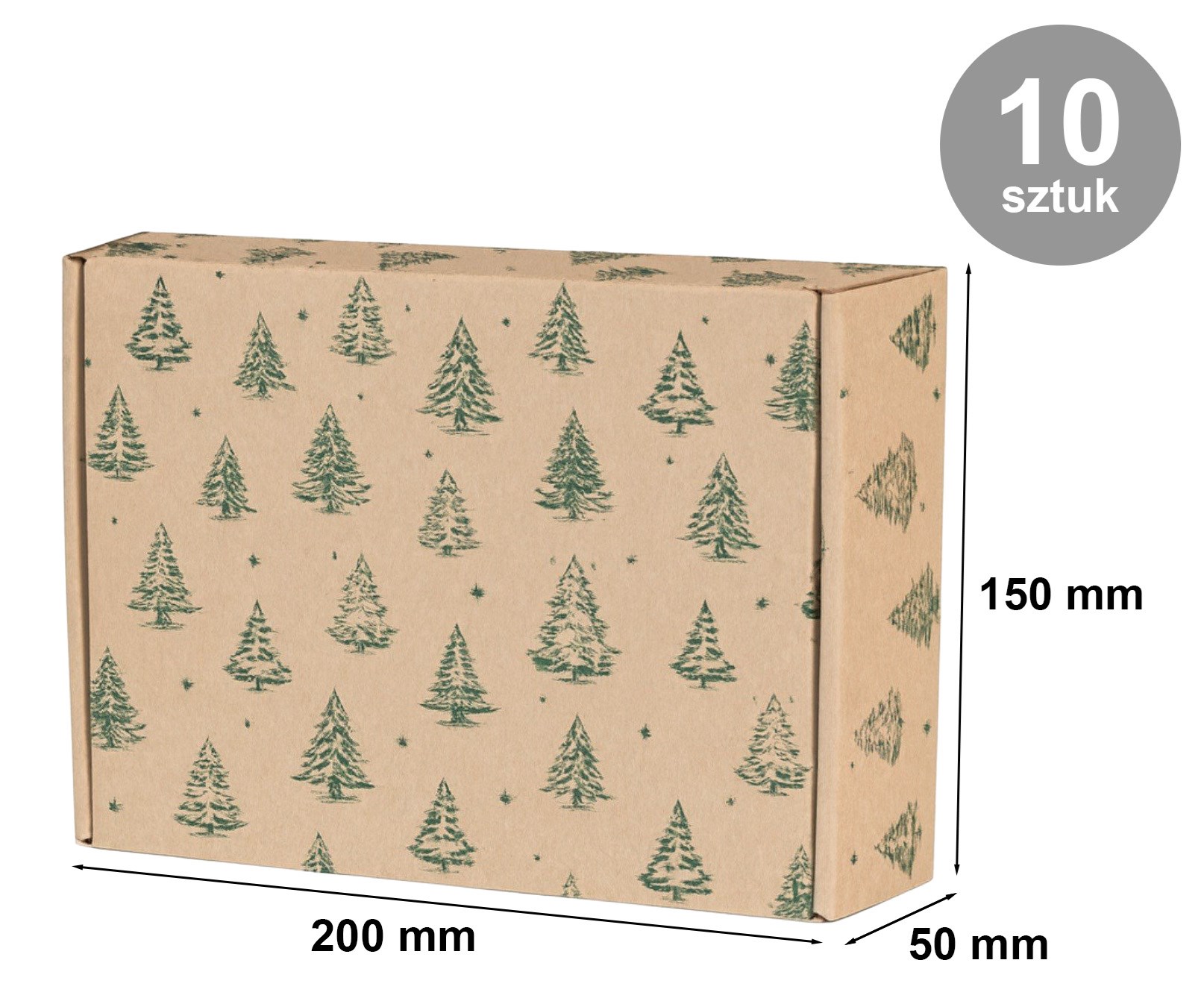 Pudełko świąteczne 200x150x50mm Choinki F427 Karton Prezentowy 10 szt.