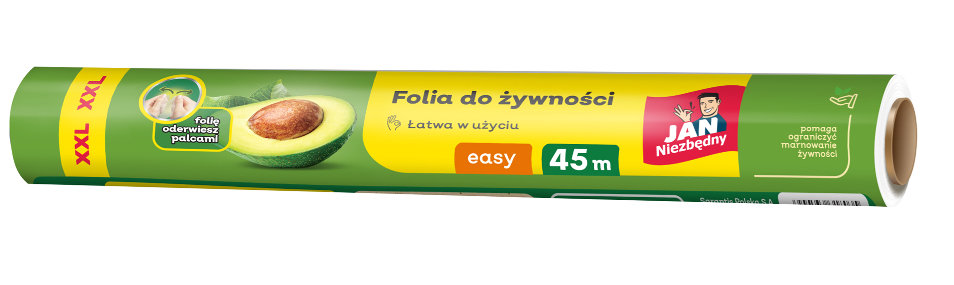 Bezbarwna folia spożywcza do żywności Jan Niezbędny EASY 45 m x 29 cm