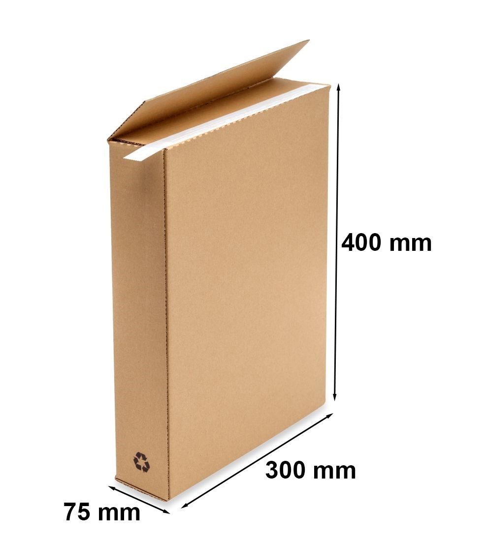 Karton wykrojnikowy, pudełko fasonowe 300x75x400 mm z paskiem klejącym