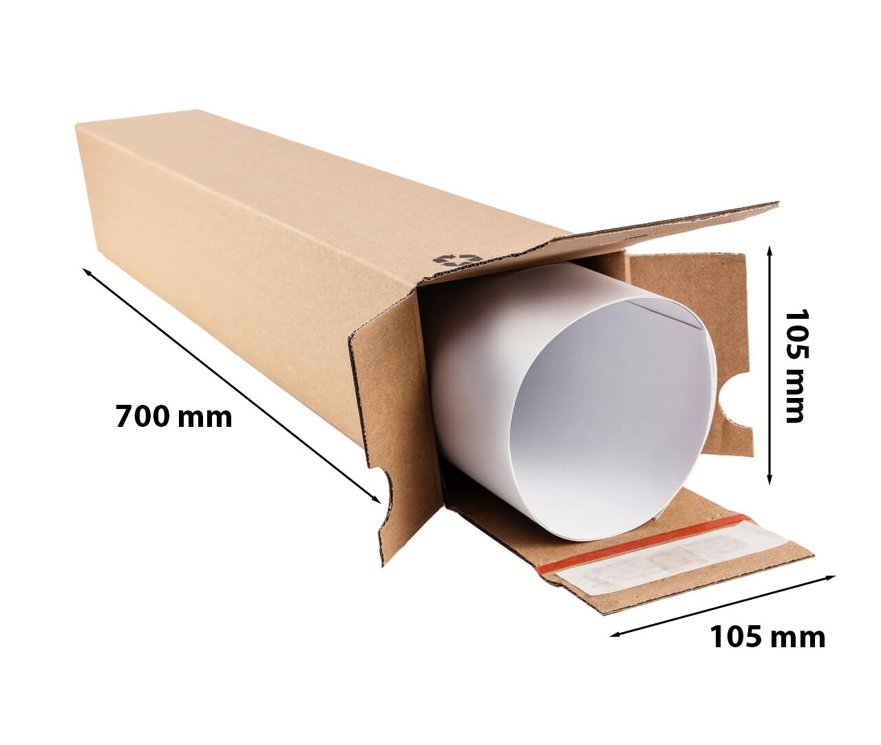 Pudełko tubowe fasonowe 105x105x700 mm, karton na plakaty i mapy
