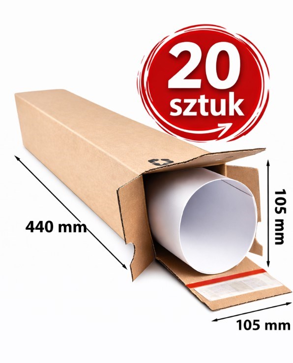 Pudełko Tubowe 105x105x440mm Karton Wysyłkowy Na Plakaty 20 sztuk