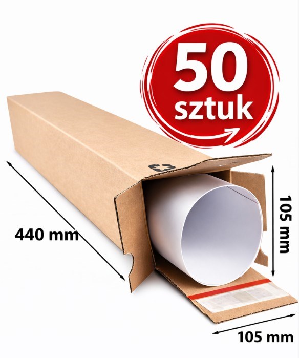 Pudełko Tubowe 105x105x440mm Karton Wysyłkowy Na Plakaty 50 sztuk