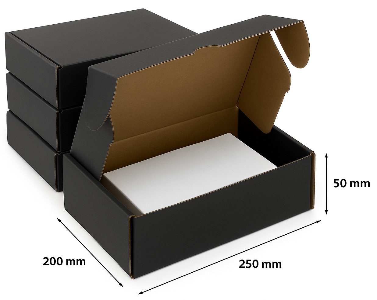 Karton wykrojnikowy / pudełko fasonowe 250x200x50 mm czarne - 10 szt.