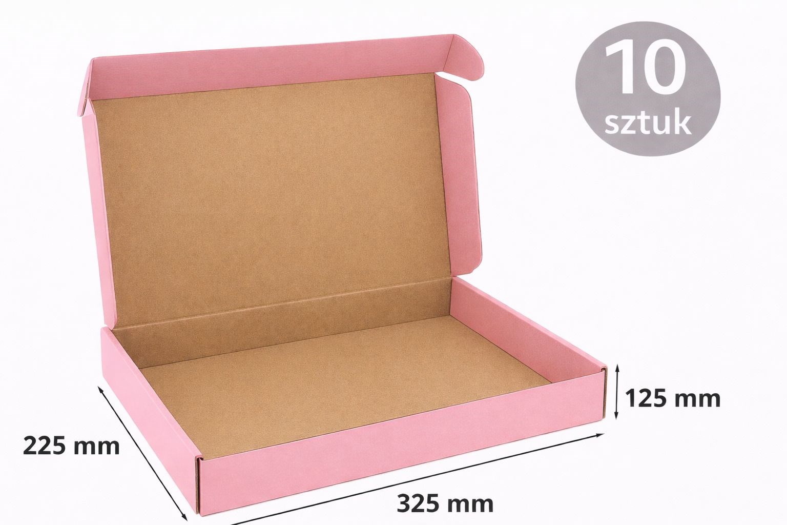 Różowe pudełko fasonowe kartonowe 325x225x125 mm, 10 szt.
