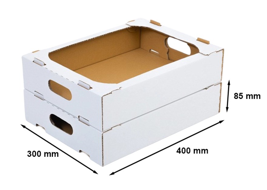 Pakiet karton wykrojnikowy/pudełko 400x300x85 mm B360 biały - 100 szt