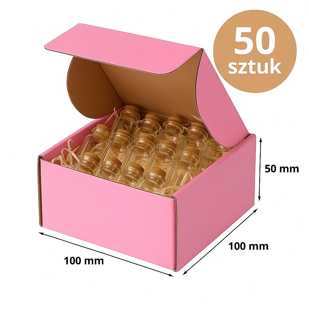 Różowe pudełka fasonowe kartonowe 100x100x50 mm, 50 szt.
